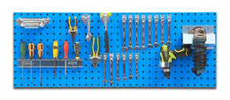 Plantex Metal Pegboard for Garages and Workshops - Tool Organizer and Storage Board - 120 x 45 cm With Hanging Shelves