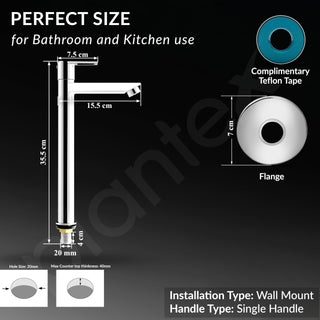 Plantex Pillar Cocke for Basin with Teflon Tape/Pure Brass Tap for Wash Basin with 7 Year Warranty - (3221, Chrome)
