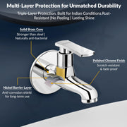 Plantex Bib Cock Water Tap for Bathroom with Water Saving Aerator/Wall Mount Tap for Wash Basin with Teflon Tape & Wall Flange, Chrome (3502, Chrome)