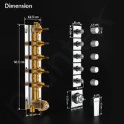 Plantex 5 Way Thermostatic Shower Diverter/Pure Brass Concealed & Exposed 5-Outlet Mixer Valve Body/Multi-Function Bathroom Diverter with Button Control - (Kubix Primium-2589)