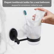 Plantex 304 Grade Stainless Steel Tumbler Holder/Tooth Brush Holder/Bathroom Accessories - Oreva (Black)