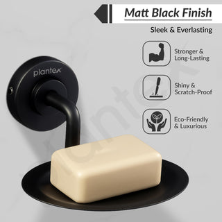 Plantex 304 Grade Stainless Steel Soap Holder/Stylish and Durable Soap Dish for Bathroom/Single Soap Tray/Bathroom Accessories - Daizy (Black)