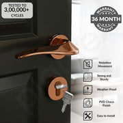Plantex Door Lock for Home/Main Door Lock Set/Mortise Lock Set with Brass Lock Body & Cylinder - 3 Years of Warranty (7128, PVD Choco)