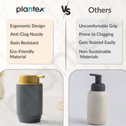 Plantex Soap Dispenser for Washbasin Ceramic/Hand Wash Soap Dispenser for Bathroom with ABS Material Head Pump Bathroom Accessories - Grey & Gold (Pack of 1)