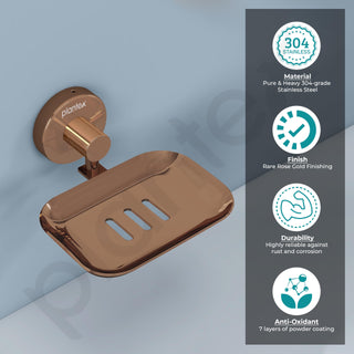 Plantex Galaxy 304 Grade Stainless Steel Single Soap Dish/Soap Stand/Soap Holder/Bathroom Accessories – (PVD Rose Gold)