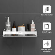 Plantex Stainless Steel Bathroom Shelf Rack / Bathroom Organizer / Wall Shelf for Bathroom Accessories Set / Kitchen Stand / Kitchen Shelves & Racks - Chrome (12x5 Inch)