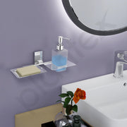 Plantex 304 Grade Stainless Steel 2in1 Soap Holder with Soap Dispenser/Soap Dish/Handwash Dispenser/Bathroom Accessories - Chrome