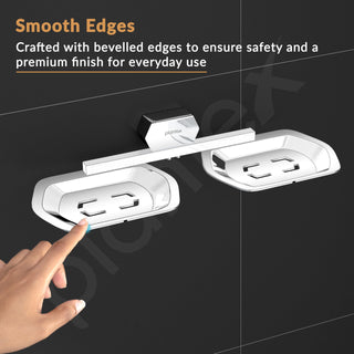 Plantex Double Soap Dish for Bathroom/304 Grade Stainless Steel Soap Holder/Dual Soap Stand/Bathroom Accessories - Pack of 1 (Delta - 2807, Chrome)