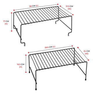 Plantex GI Metal 2-Tier Shelf Organizer for Kitchen Storage/Foldable and Detachable Kitchen Shelf Organiser/Rack Organiser for Storage
