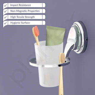 Plantex 304 Grade Stainless Steel Tumbler Holder/Tooth Brush Holder/Bathroom Accessories - Cubic (Chrome)