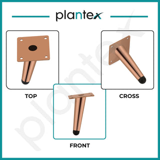 Plantex 4 Inch Sofa Legs for Bed Furniture/Sofa Legs for Table/Sofa Support Legs with Rubber Grip (Rose Gold, 6 Pcs)