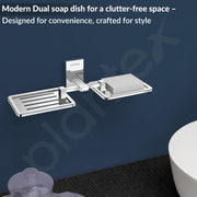 Plantex 304 Grade Stainless Steel Double Soap Holder for Bathroom/Soap Stand/Soap Dish/Bathroom Accessories - Senso (Chrome)