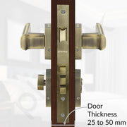 Plantex Triple Security Door Lock for Home/Main Door Lock Set with 3 Years of Warranty/Mortise Lock for Door with Brass Lock Body & Cylinder (7127, Brass Antique & Gold)