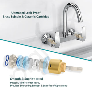 Plantex Sink Mixer Tap Hot and Cold with 360° Swivel Spout/Mixer Tap for Kitchen with Wall Flange and Teflon Tape/Kitchen Sink Tap (Celesiya-1248)