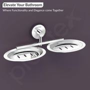 Plantex Stainless Steel Double Soap Holder for Bathroom/Soap Stand/Dual Soap Dish/Soap Storage/Bathroom Accessories - (Chrome)