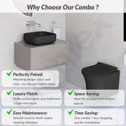 Plantex Ceramic Wall-hung Commode with Table-Top Wash Basin for Bathroom/Rimless Washdown Western Toilet/Bathroom Wash Basin - P Trap Commode - Black