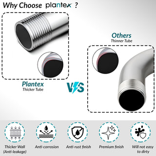 Plantex 11-Inch S-Shaped Shower Arm for Overhead Shower/Stainless Steel Shower Pipe/Wall Mount Bathroom Fitting with ½-Inch Thread - Pack of 1 (Chrome)