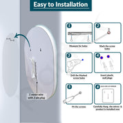 Plantex LED Bathroom Mirror with 3 Tone/Designer Mirror for Living Room/Bedroom/Dressing Room - Capsule Shape (HM-002, 18 X 24 Inch)