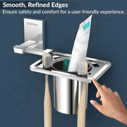 Plantex Tumbler Holder for Bathroom/304 Grade Stainless Steel Toothbrush Holder/Toothpaste/Razor Holder/Bathroom Accessories - Pack of 1 (Senso, Chrome)
