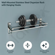 Plantex Stainless Steel Bathroom Shelf for Wall/Wall Mount Shelves & Racks for Bathroom Organizer with Hooks and Railings/Stand for Bathroom/Kitchen/Living Room(16x5 inch, Chrome)