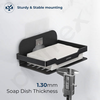 Plantex Self Adhesive Soap Dish for Bathroom/Stainless Steel Soap Holder for Washbasin/Soap Stand for Bathroom Without Drill/Bathroom Accessories - Pack of 3 (Black)