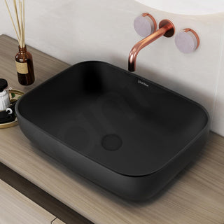 Plantex Ceramic Black Wash Basin for Bathroom/Table Top Basin/Washbasin for Bathroom (Matt Black - 18 x 13 x 5.5 Inch)