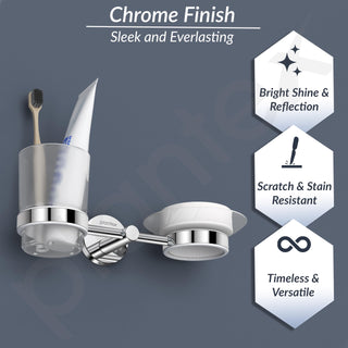 Plantex 304 Grade Stainless Steel Soap and Brush Holder Stand for Bathroom and Wash Basin/Bathroom Accessories - Oreo (Chrome)