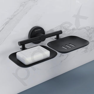 Plantex Galaxy 304 Grade Stainless Steel Rectangular Double Soap Holder for Bathroom/Soap Stand/Soap Holder/Bathroom Accessories - (Black)