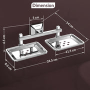 Plantex 304 Grade Stainless Steel Dual Soap Holder for Bathroom/Wall Mounted Soap Holder/Double Soap Dish/Bathroom Accessories - Squaro (Chrome)