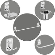 Plantex Stainless Steel Wall Mount Bath Accessories/Bathroom Hanger for Towel/Napkin Ring/Tumbler Holder/Soap Dish/Robe Hook (Chrome, Pack of 5)