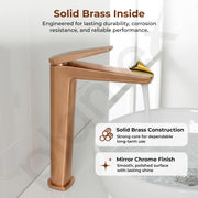 Plantex Wash Basin Mixer Tap/Hot & Cold Basin Mixer Faucet/Brass Deck Mount Pillar Spout for Bathroom Sink - Pack of 1 (4604, Brushed Rose Gold)