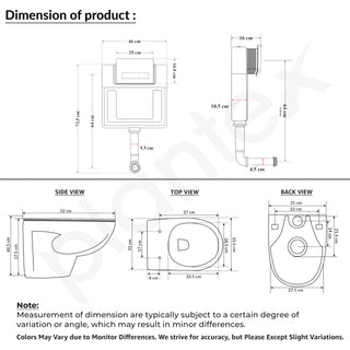 Plantex Ceramic Commode For Toilet/Wall Hung Commode With Dual Flush Tank/Conceal Flush Tank/Tank With All Internal Accessories/Toilet With Soft Closing Toilet Seat - (White)
