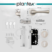 Plantex Brass Premium Door Lock/Mortise Lock for Door with 3 Years of Warranty - Robust Door Lock for Home with Brass Lock Body & Cylinder (7054 – Satin White)