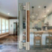 Plantex Main Door Handle/15 Inch Main Door Handle/Glass Door Handle/Wooden Door Handle/Pull-Push Door Handle/Door Accessories - Pack of 1 (S-604-Satin and Wood) - 3 Years Warranty