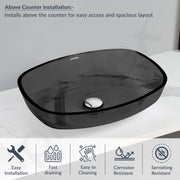 Plantex Matt Basin For Bathroom/Glass Tabletop Wash Basin/Luxury Countertop Basin For Home/Office (21 X 16 X 4 Inch - Black)