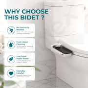 Plantex Bidet Attachment for Toilet Seat/Non-Electric Dual Nozzle Front & Rear Wash/Self-Cleaning Retractable Nozzles/Adjustable Water Pressure/Easy DIY Install -(White & Black)
