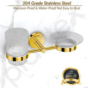 Plantex 304 Stainless Steel Oreo Soap and Brush Holder/Tumbler Holder/Tooth Brush Holder/Soap Holder for Bathroom Accessories - (Gold)
