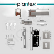 Plantex Triple Security Door Lock for Home/Main Door Lock Set with 3 Years of Warranty/Mortise Lock for Door with Brass Lock Body & Cylinder (7116 - PVD Choco & Satin Black)