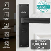 Plantex Stainless Steel Door Lock Ã¢â‚¬â€œ Bathroom Door Lock/Mortise 8inch Keyless Plate Handle Set for Home/Bathroom/Store Room/Balcony/Office - Pack of 1 (DTM-661, Z-Black)