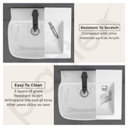 Plantex Ceramic Wall Hung Basin/Washbasin for Bathroom/Wall Mounted Wash Basin/Sink for Living Room (Vita, White)