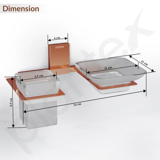 Plantex 304 Grade Stainless Steel Glass Soap Dish with Tumbler Holder/Soap Stand/Glass Toothbrush Holder/Bathroom Accessories - Crystal(PVD Rose Gold)