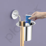 Plantex 304 Grade Stainless Steel Tumbler Holder/Tooth Brush Holder/Bathroom Accessories - Daizy (Chrome)