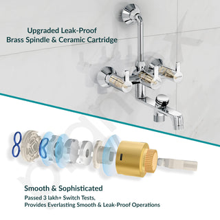 Plantex Brass Wall Mixer for Bathroom 3 in 1/L-Bend Connector for Overhead/Hand Shower/Spout Mixer Tap/Mixture Tap for Bathroom with 7-Year Manufacturer's Warranty-(Flo-819 Chrome)