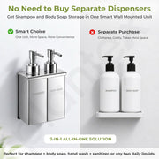 Plantex Double Liquid Soap Dispenser for Bathroom/304 Grade Stainless Steel Shampoo Dispenser/Body Soap Dispense/Bathroom Accessories - Pack of 1 (Regent, Chrome)