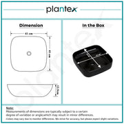 Plantex Premium Ceramic Tabletop Washbasin/Black Countertop Wash Basin/Tabletop Basin for Bathroom/Small Wash Basin (16 x 16 x 5 Inch)