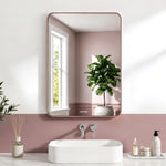 Plantex Aluminium Frame Mirror for Bathroom/Wall Mount Square Mirror for Bedroom/Dressing Room/Living Room/Entryway - (Rose Gold, 20x28 Inch)