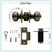 Plantex Bathroom Door Lock/Keyless Cylindrical Lock for Bathroom/Balcony/Tubular Door Knob/Handle (Without Key-Brass Antique)