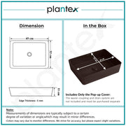Plantex Wash Basin for Bathroom/Melamine Table Top Washbasin/Countertop Basin (Brown, 18 x 13 x 4.5 Inch)