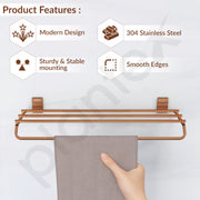 Plantex 304 Grade Stainless Steel 24-inch Towel Rack for Bathroom/Towel Shelf/Towel Stand/Bathroom Accessories (Crystal - PVD Rose Gold)