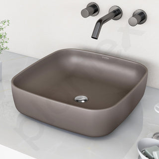 Plantex Platinum Ceramic Tabletop Square Wash Basin/Countertop Bathroom Sink (Choco, 16 x 16 x 5 Inch)